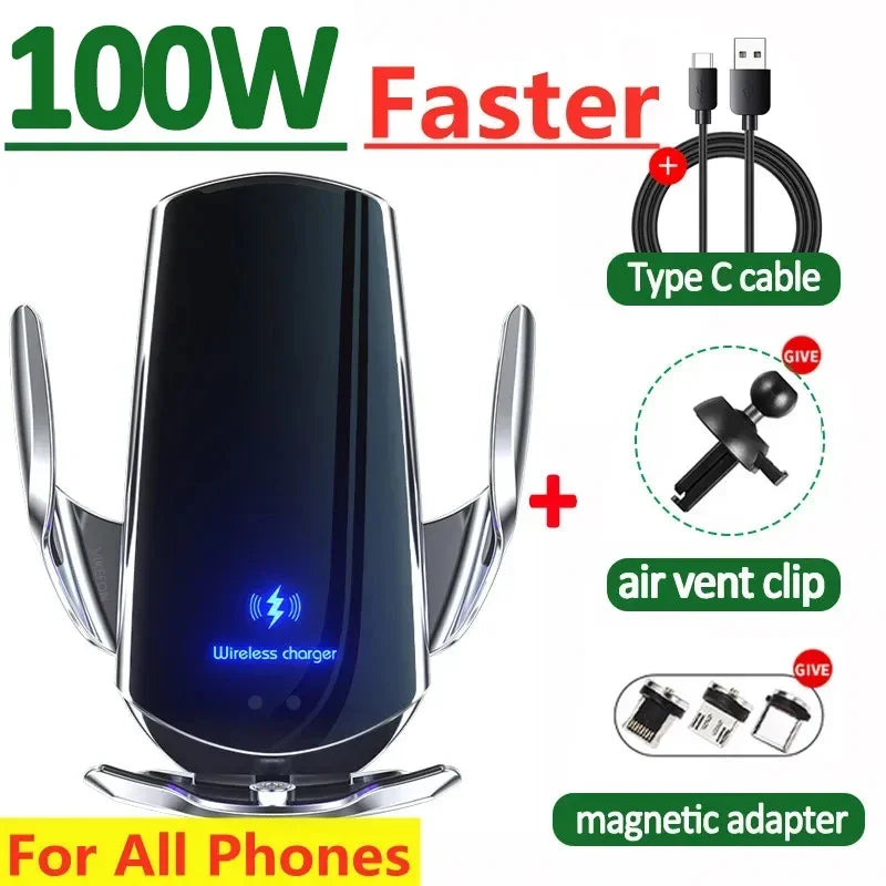 100W Magnetic Wireless Car Charger & Phone Mount β Fast Charging Holder for iPhone 11β15 Pro, Samsung, Xiaomi & More