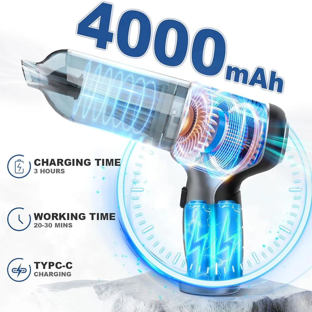 95000PA Wireless Car Vacuum Cleaner | High-Power Handheld Mini Blower