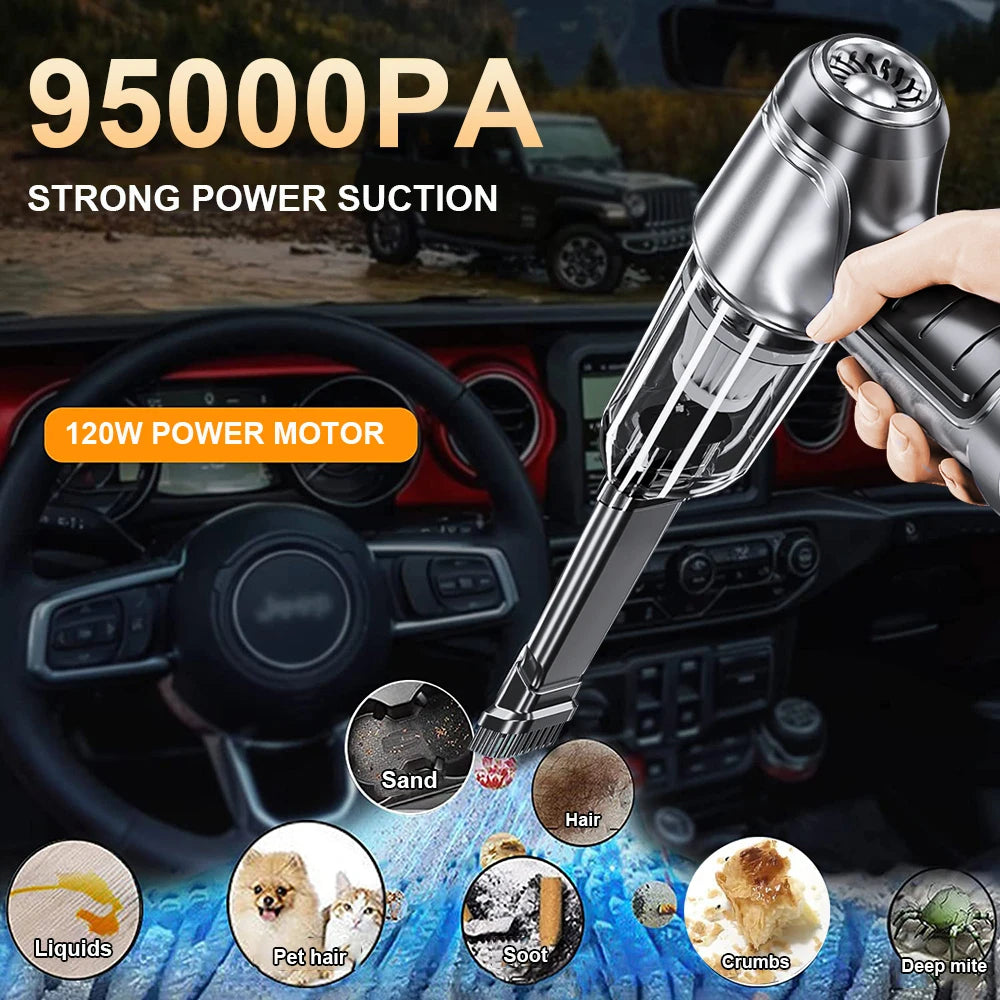 95000PA Wireless Car Vacuum Cleaner | High-Power Handheld Mini Blower