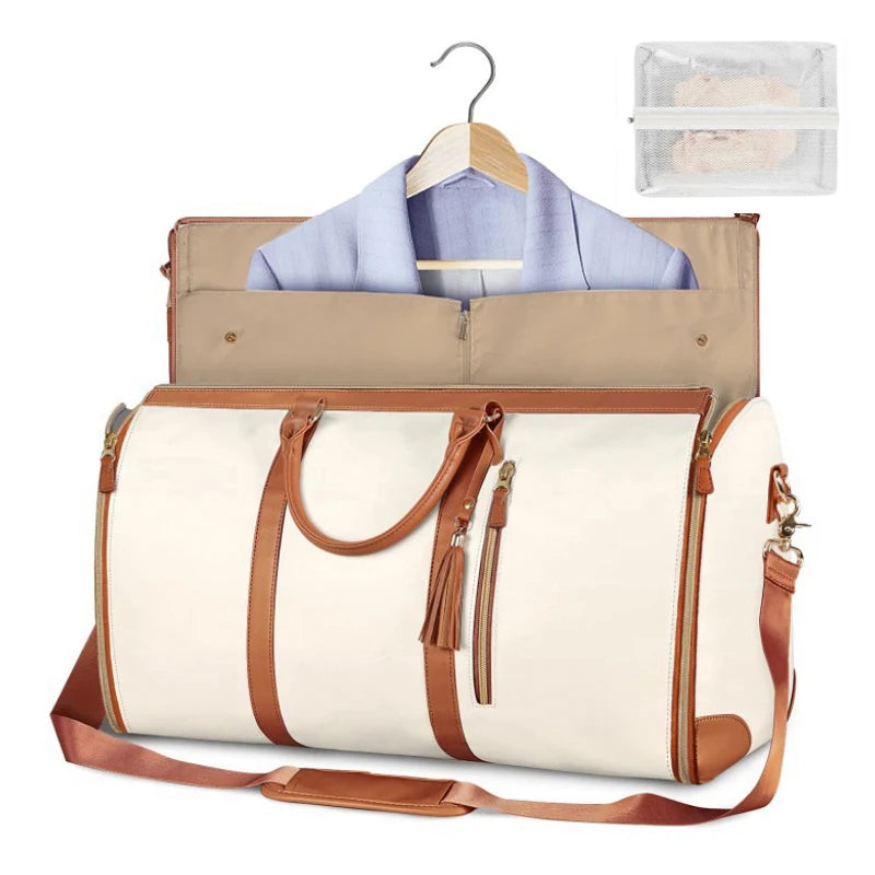 Foldable PU Leather Travel Duffel Bag for Women β Large Capacity Carry-On for Business & Weekend Trips