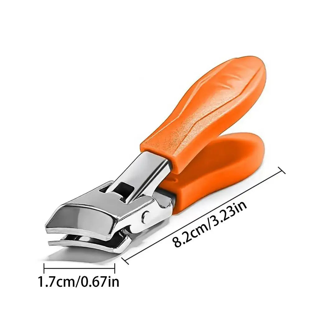 Slanted Nail Clippers with Wide Jaw – Anti-Splash Long Handle Clippers for Thick Toenails & Fingernails (Unisex, Stainless Steel)