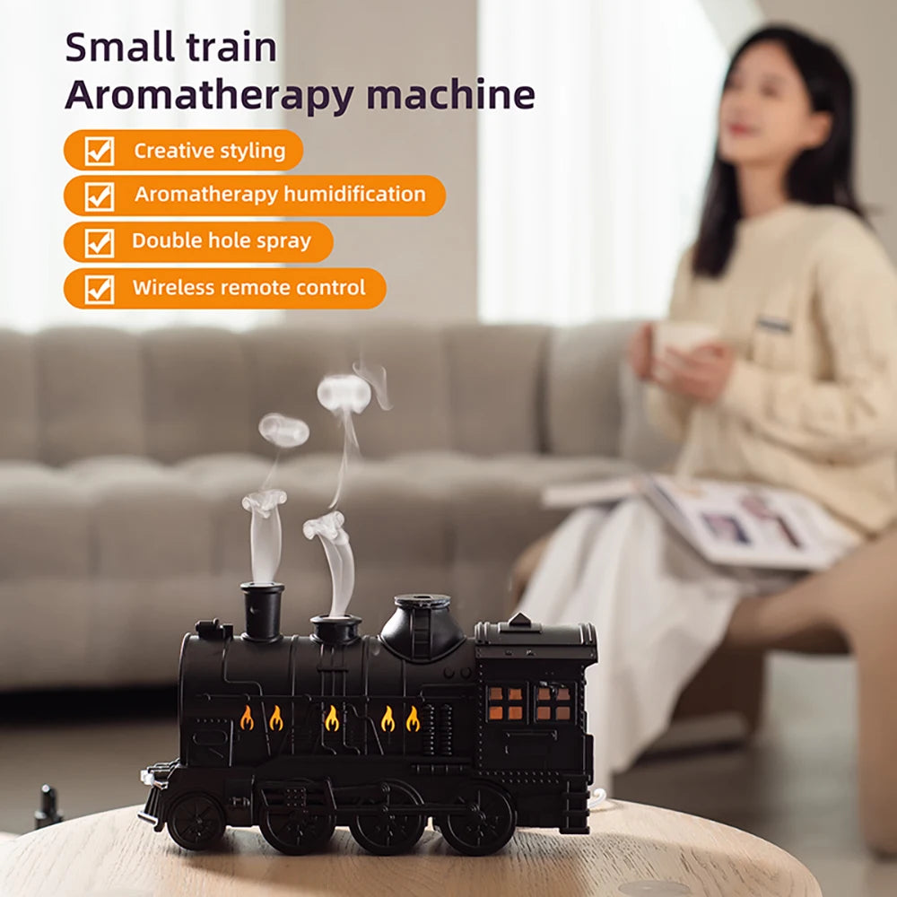 Small Train Ultrasonic Air Humidifier & Aromatherapy Diffuser (Remote Control | 350ml/h | LED Lights)