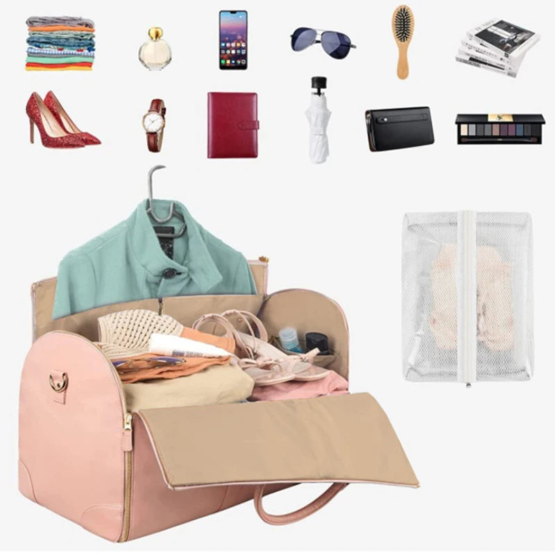Foldable PU Leather Travel Duffel Bag for Women β Large Capacity Carry-On for Business & Weekend Trips