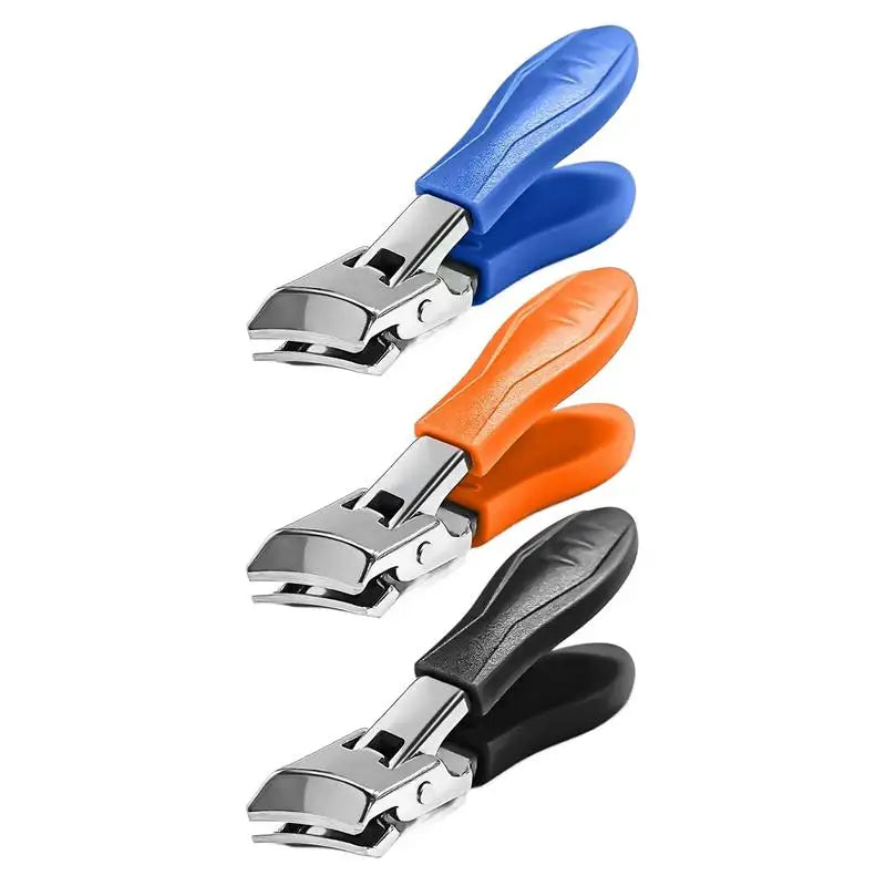 Slanted Nail Clippers with Wide Jaw – Anti-Splash Long Handle Clippers for Thick Toenails & Fingernails (Unisex, Stainless Steel)