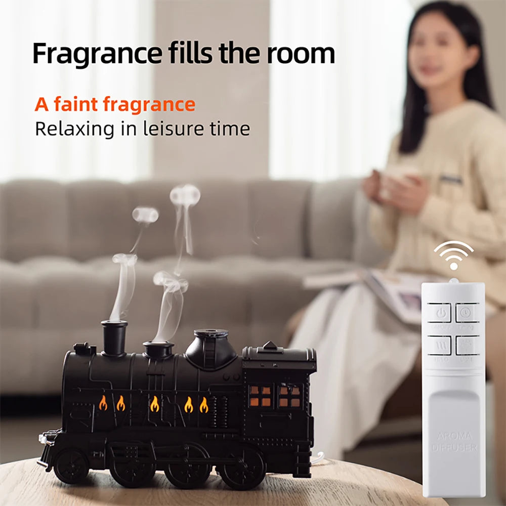 Small Train Ultrasonic Air Humidifier & Aromatherapy Diffuser (Remote Control | 350ml/h | LED Lights)
