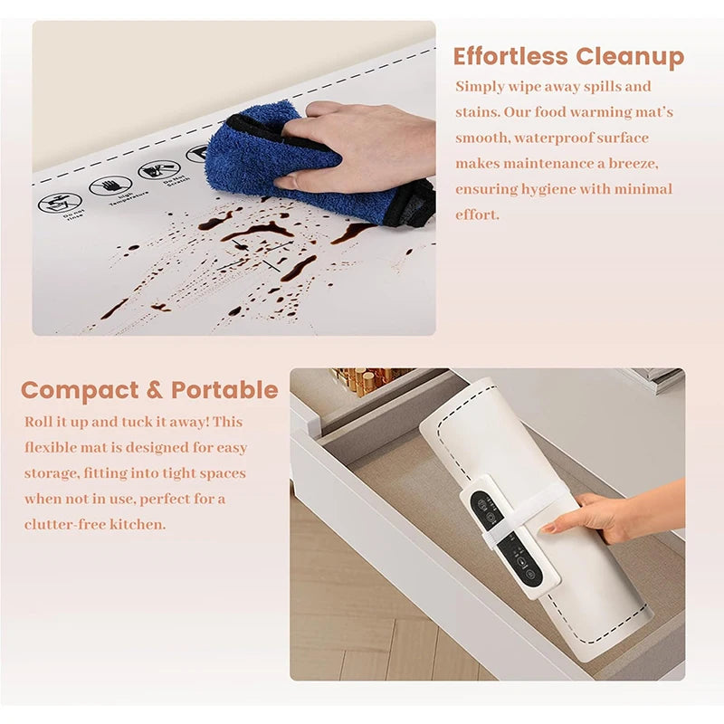 Portable Electric Food Warming Mat β Fast Heat in 10s | Adjustable Temperature Tray for Home, Parties & Buffets