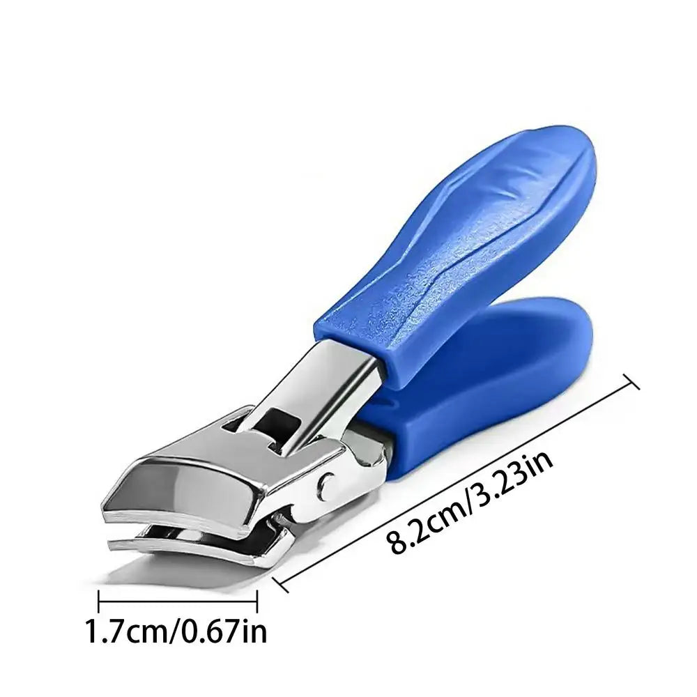Slanted Nail Clippers with Wide Jaw – Anti-Splash Long Handle Clippers for Thick Toenails & Fingernails (Unisex, Stainless Steel)