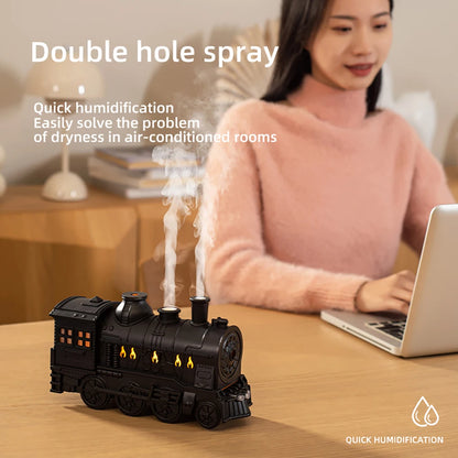Small Train Ultrasonic Air Humidifier &amp; Aromatherapy Diffuser (Remote Control | 350ml/h | LED Lights)