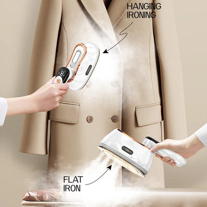 KBXSTART 1200W Handheld Foldable Garment Steamer – Portable 4-Speed Steam Iron with Touch Control & Rotating Handle (110V-220V)