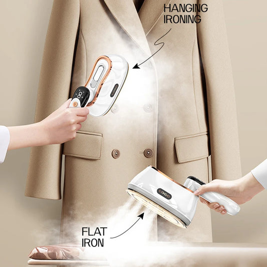 KBXSTART 1200W Handheld Foldable Garment Steamer – Portable 4-Speed Steam Iron with Touch Control & Rotating Handle (110V-220V)