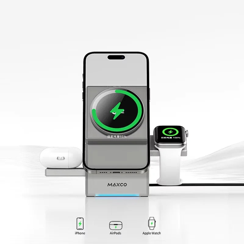 Qi2 3-in-1 Magnetic Wireless Charger | Auto-Rotating Magic Cube Dock