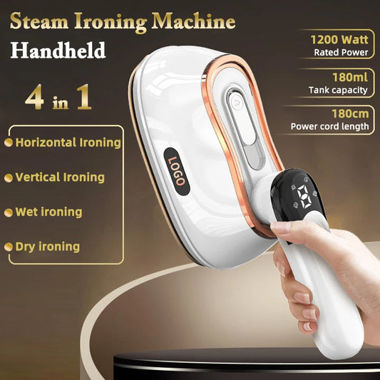KBXSTART 1200W Handheld Foldable Garment Steamer – Portable 4-Speed Steam Iron with Touch Control & Rotating Handle (110V-220V)