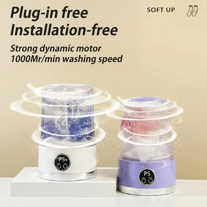 Portable Cordless Mini Washing Machine – USB Rechargeable Laundry Bucket for Underwear, Socks & Baby Clothes | Ideal for Home & Travel