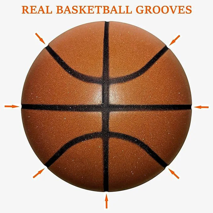 Silent Basketball – Size 7 (29.5") / Size 5 – Airless Foam Ball for Quiet Indoor Dribbling & Training with Grooved Design