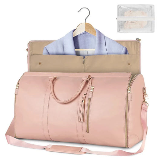 Foldable PU Leather Travel Duffel Bag for Women – Large Capacity Carry-On for Business & Weekend Trips