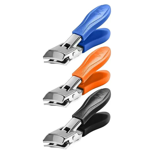 Slanted Nail Clippers with Wide Jaw – Anti-Splash Long Handle Clippers for Thick Toenails & Fingernails (Unisex, Stainless Steel)