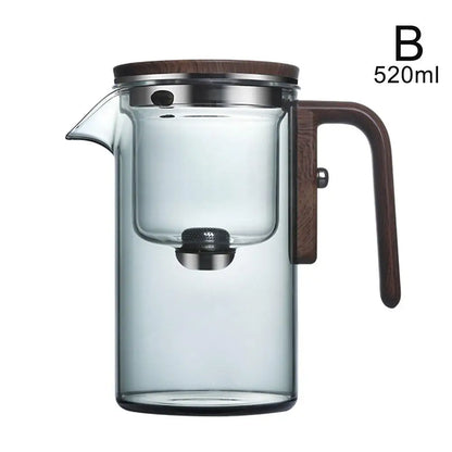 Misty Glass Teapot with Wooden Handle – Tea Leaf Separator, Heat-Resistant, Transparent Teaware (520ml / 720ml)