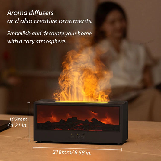 Fireplace Air Humidifier & Aroma Diffuser – Waterless Auto-Off, LED Light, Remote Control | Perfect Creative Gift for Home