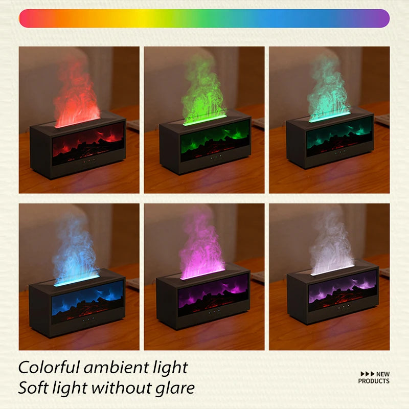 Fireplace Air Humidifier & Aroma Diffuser – Waterless Auto-Off, LED Light, Remote Control | Perfect Creative Gift for Home