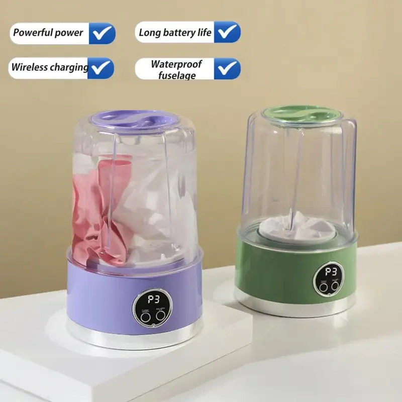 Portable Cordless Mini Washing Machine – USB Rechargeable Laundry Bucket for Underwear, Socks & Baby Clothes | Ideal for Home & Travel