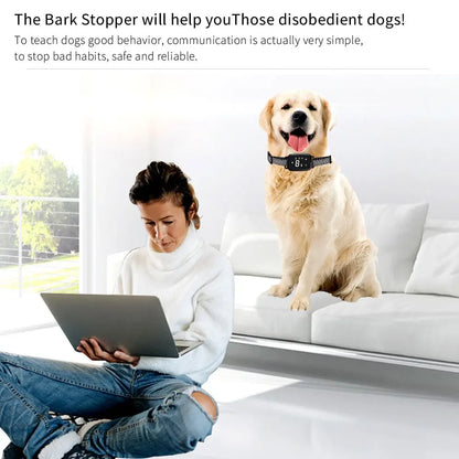 Smart Anti-Barking Dog Collar, HD Display, IP67 Waterproof