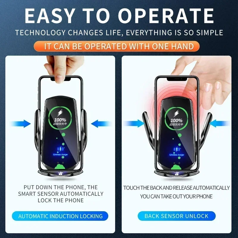 100W Magnetic Wireless Car Charger & Phone Mount – Fast Charging Holder for iPhone 11–15 Pro, Samsung, Xiaomi & More