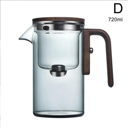 Misty Glass Teapot with Wooden Handle – Tea Leaf Separator, Heat-Resistant, Transparent Teaware (520ml / 720ml)