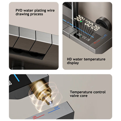 Luxury Gray Digital Shower System – Full Bathroom Set with Ambient Light, Piano Button Controls & Display